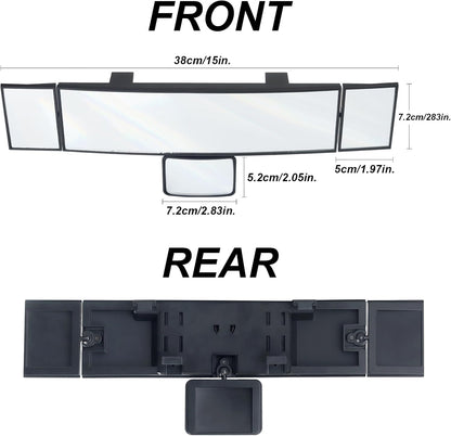 15" Rear View Mirror with Baby Mirror,Car Panoramic Rearview Mirrors Extender,Clip on Large Wide Angle Rear View Mirror for Truck Car and SUV (White)