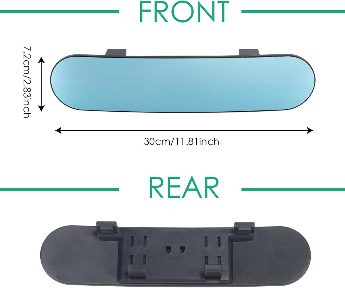 15" Rear View Mirror with Baby Mirror,Car Panoramic Rearview Mirrors Extender,Clip on Large Wide Angle Rear View Mirror for Truck Car and SUV (White)