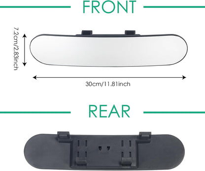 15" Rear View Mirror with Baby Mirror,Car Panoramic Rearview Mirrors Extender,Clip on Large Wide Angle Rear View Mirror for Truck Car and SUV (White)