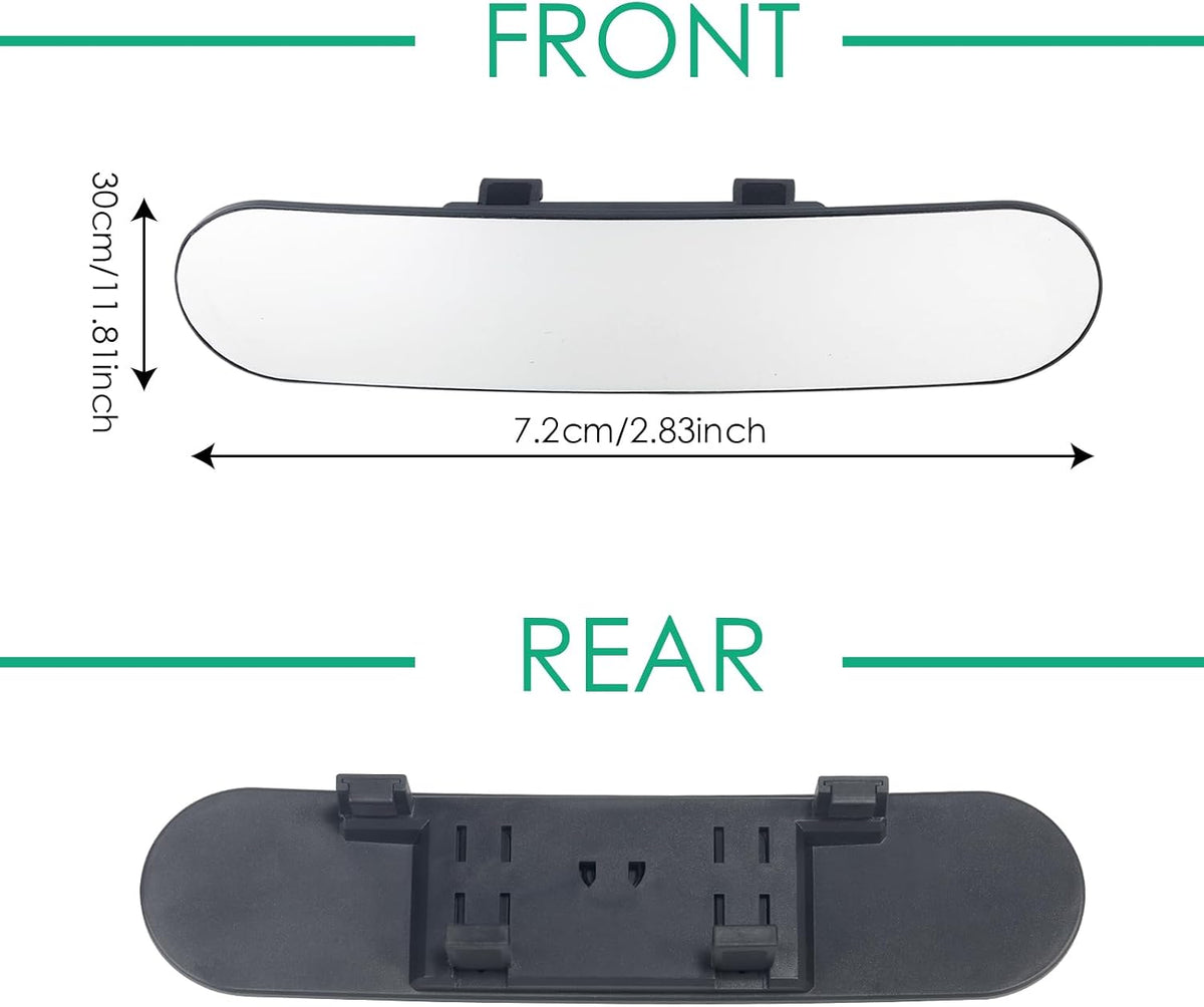 15" Rear View Mirror with Baby Mirror,Car Panoramic Rearview Mirrors Extender,Clip on Large Wide Angle Rear View Mirror for Truck Car and SUV (White)