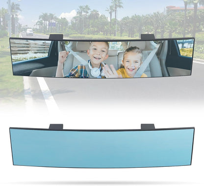 15" Rear View Mirror with Baby Mirror,Car Panoramic Rearview Mirrors Extender,Clip on Large Wide Angle Rear View Mirror for Truck Car and SUV (White)