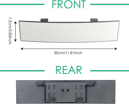 15" Rear View Mirror with Baby Mirror,Car Panoramic Rearview Mirrors Extender,Clip on Large Wide Angle Rear View Mirror for Truck Car and SUV (White)