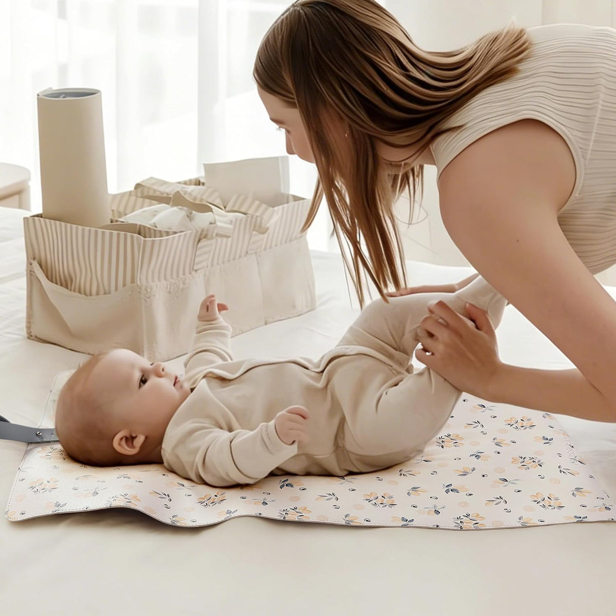 Thickened Baby Changing Pad 2 Pack, Portable Travel Mat with Roll-up Design
