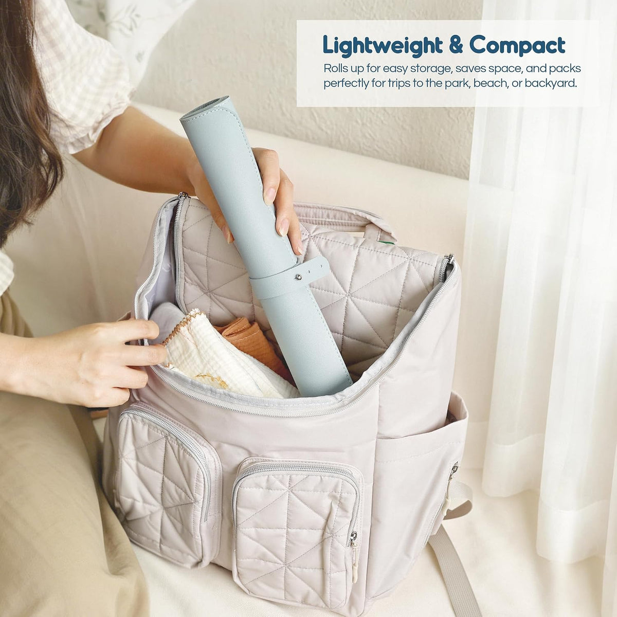 Thickened Baby Changing Pad 2 Pack, Portable Travel Mat with Roll-up Design