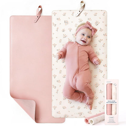 Thickened Baby Changing Pad 2 Pack, Portable Travel Mat with Roll-up Design