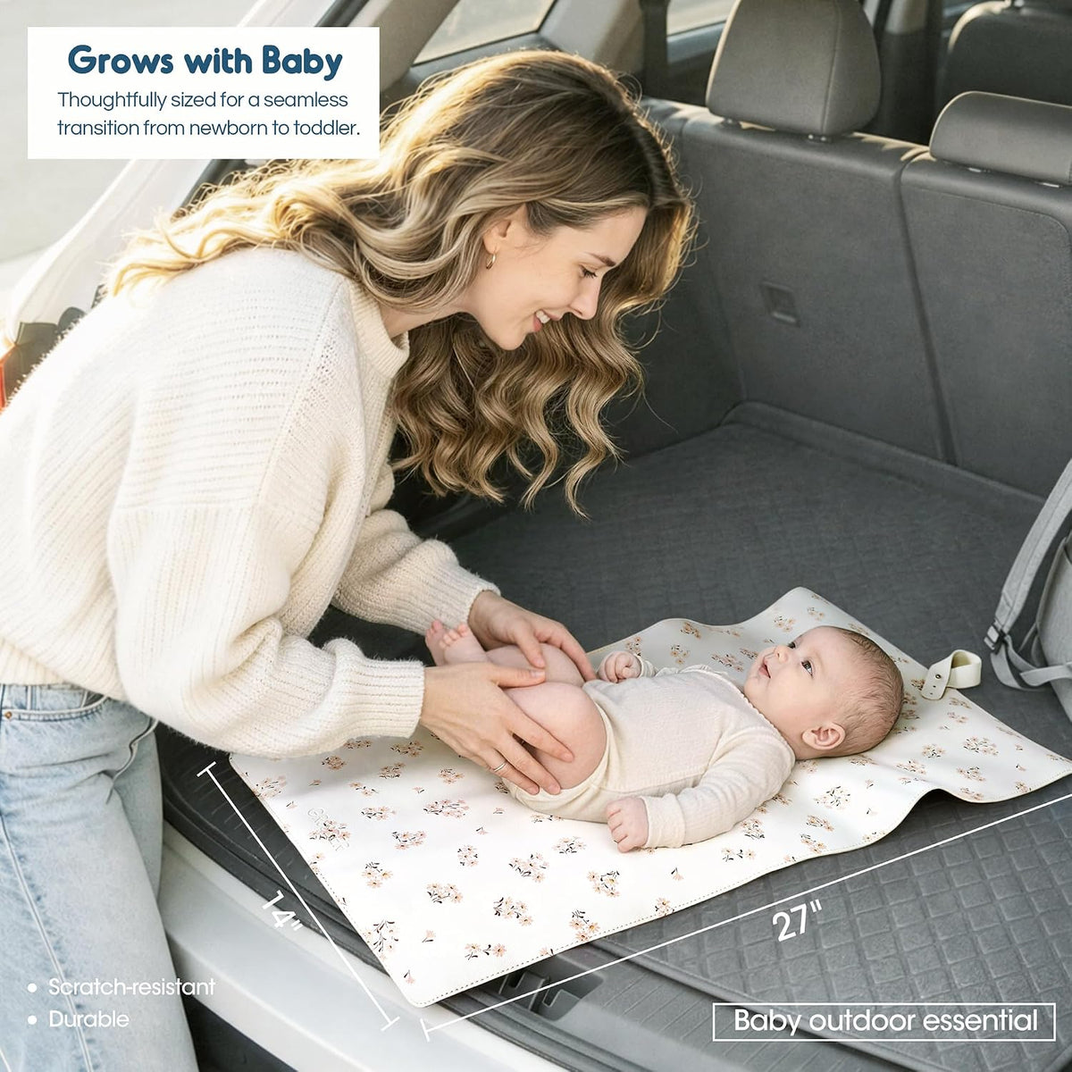 Thickened Baby Changing Pad 2 Pack, Portable Travel Mat with Roll-up Design