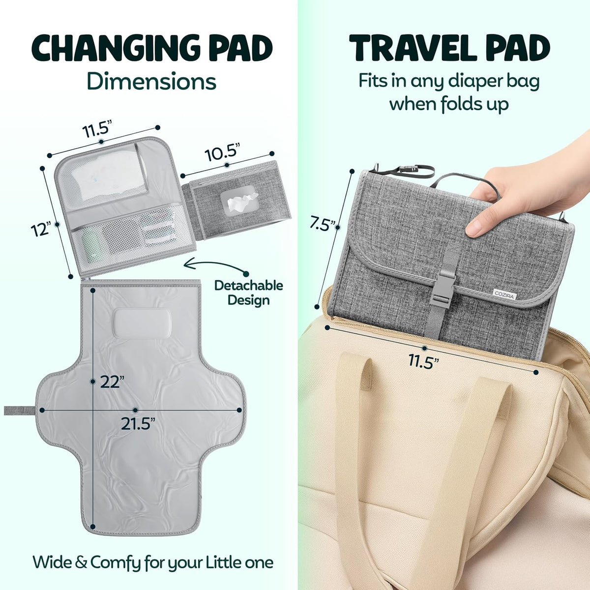 Portable Changing Pad – Waterproof Foldable Diaper Changing Pad with Wipes Pocket, Soft Travel Changing Mat for Baby, Compact & Easy to Clean Newborn Gift