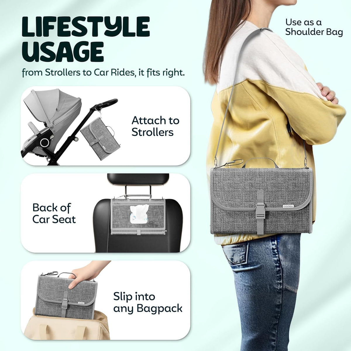Portable Changing Pad – Waterproof Foldable Diaper Changing Pad with Wipes Pocket, Soft Travel Changing Mat for Baby, Compact & Easy to Clean Newborn Gift