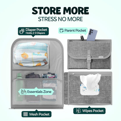 Portable Changing Pad – Waterproof Foldable Diaper Changing Pad with Wipes Pocket, Soft Travel Changing Mat for Baby, Compact & Easy to Clean Newborn Gift