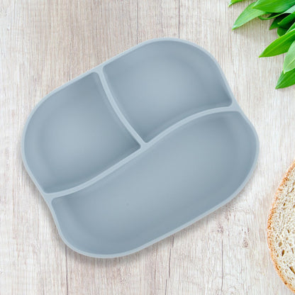 Multi-Grid Silicone Suction Plate with Divider for Elderly