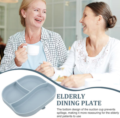 Multi-Grid Silicone Suction Plate with Divider for Elderly