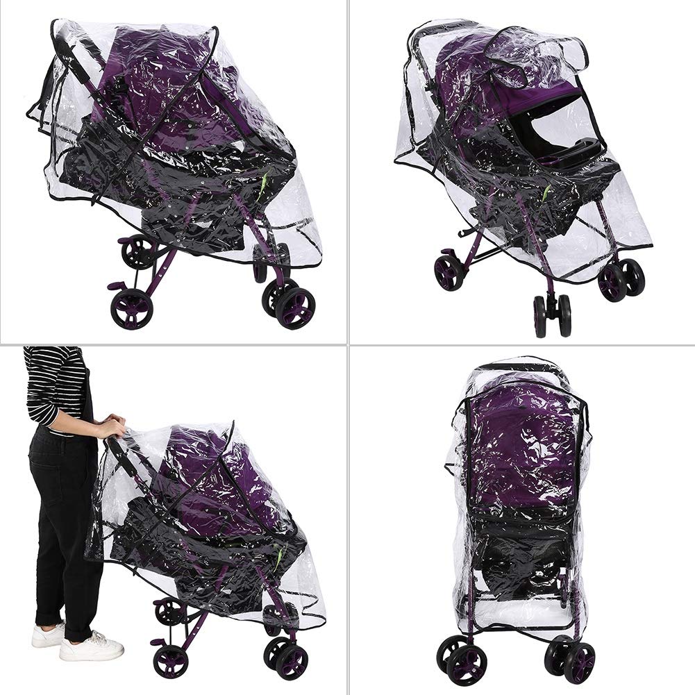 Umbrella Stroller Rain Cover, Clear Windproof Zippered PVC