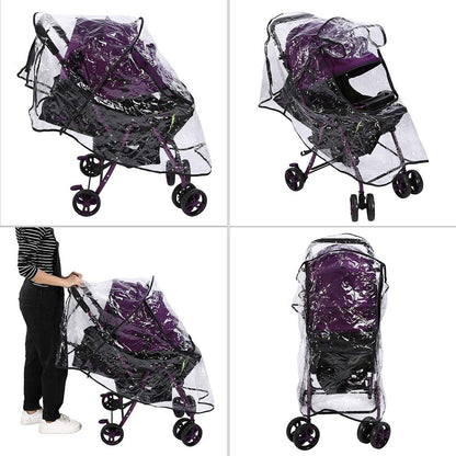 Umbrella Stroller Rain Cover, Clear Windproof Zippered PVC