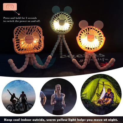 Stroller Fan Mini Handheld Octopus Fan Baby Fan with Flexible Tripod Wrapped on Stroller, Car Seat, Student Bed, Bike USB Rechargeable Fan, Desk Fan for Office and Baby Room or Outdoor