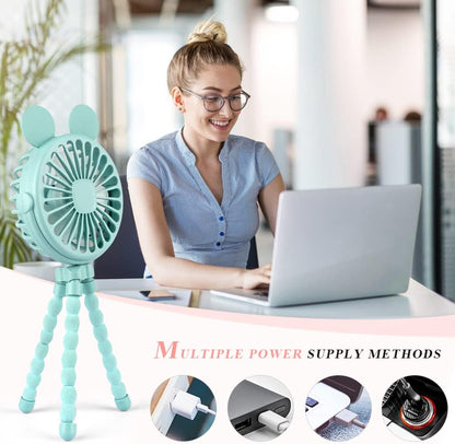 Stroller Fan Mini Handheld Octopus Fan Baby Fan with Flexible Tripod Wrapped on Stroller, Car Seat, Student Bed, Bike USB Rechargeable Fan, Desk Fan for Office and Baby Room or Outdoor