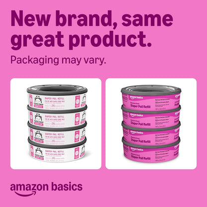 Amazon Brand - Mama Bear Blossoms Scented Diaper Pail Refills for Diaper Genie Pails, Odor Control, 1080 Count (4 Packs of 270 Count), Compatible with Diaper Genie Complete, Elite & Expressions Pails