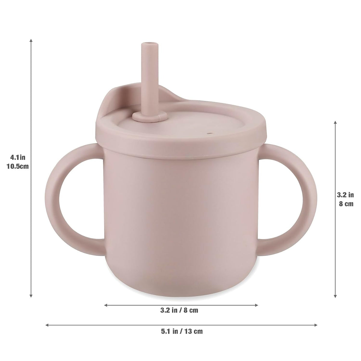 2 Pack Silicone Baby Straw & Snack Cup with 2 Spoons 2 Forks, Dual-Purpose Toddler Training Cups, Pink Green