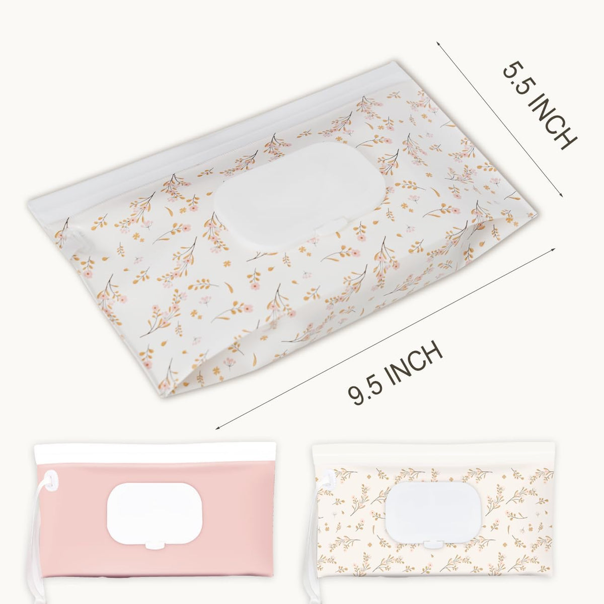 Wipe Dispenser and Wipes Container, 2 Pack Reusable Wipes Holder and Travel Wipes Case, Refillable Pouch for Baby Essentials, blush& bow Design (Blush)