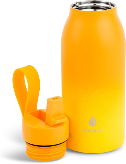 Bonnie Modern Flip Insulated Stainless Steel Bottle with Straw Lid and Carrying Loop - 12 Oz - Orange/Yellow Ombre
