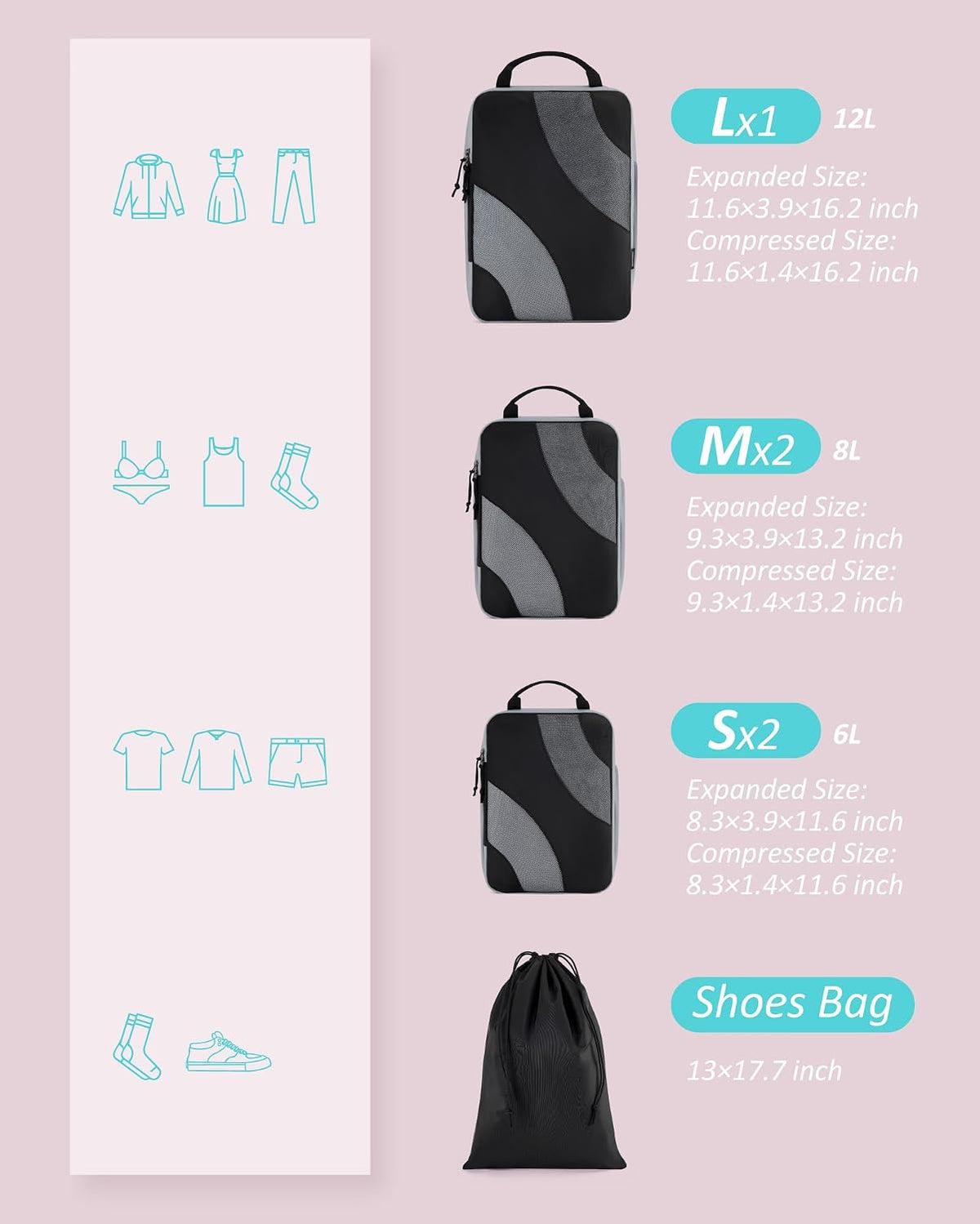 Compression Packing Cubes for Travel