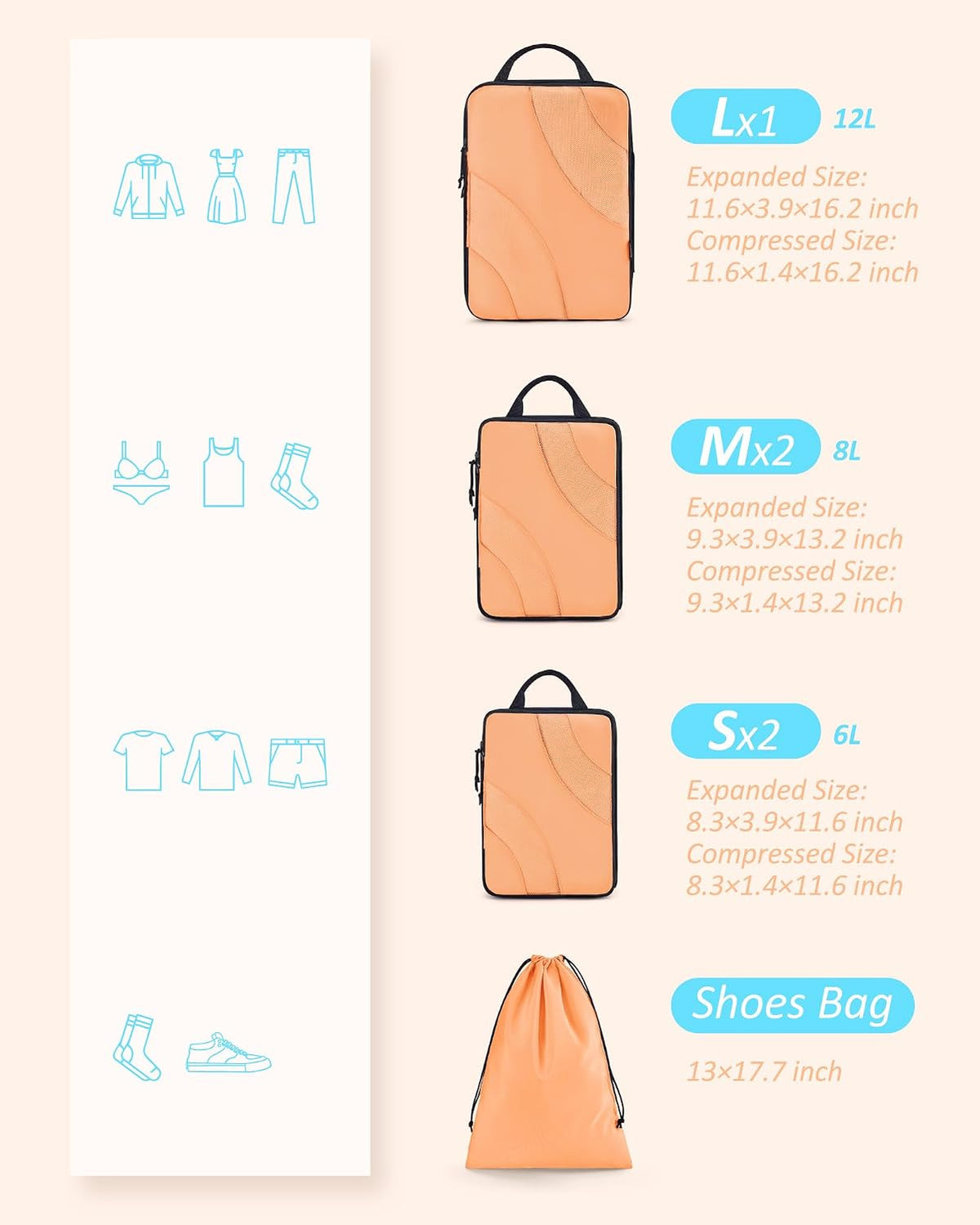 Compression Packing Cubes for Travel