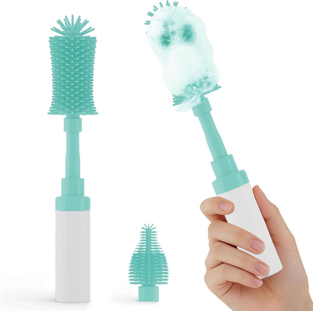 Self-Foaming Silicone Baby Bottle Brush Set Pink
