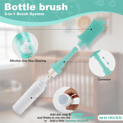 Self-Foaming Silicone Baby Bottle Brush Set Pink