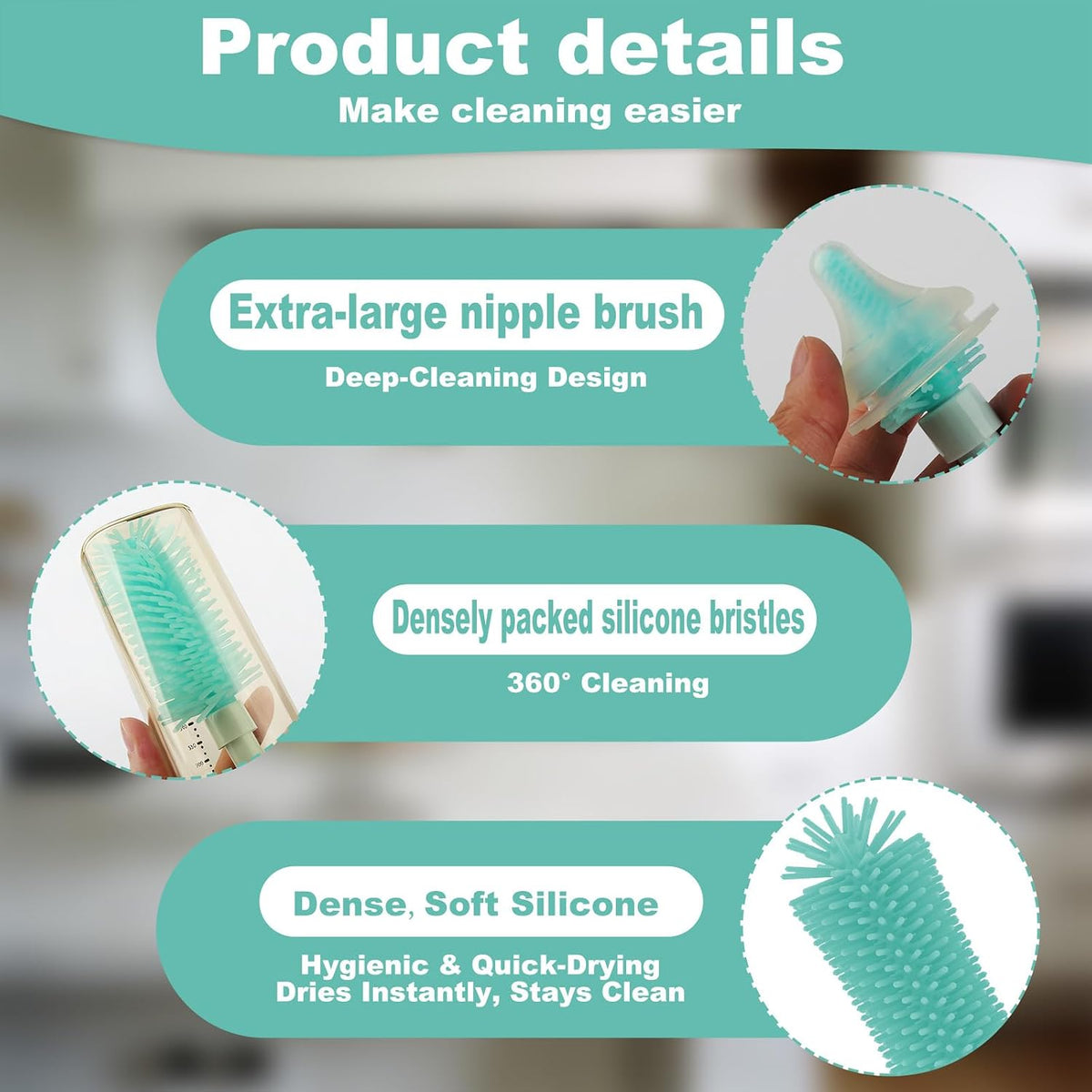Self-Foaming Silicone Baby Bottle Brush Set Pink