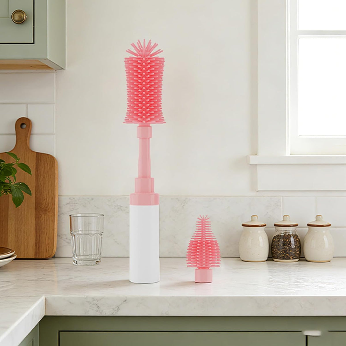 Self-Foaming Silicone Baby Bottle Brush Set Pink