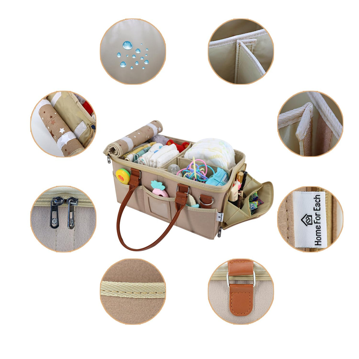 Baby Diaper Caddy With Lid, Diaper Caddy Organizer for New Mom Gifts, Newborn Essentials Must Haves, Registry for Baby, Baby Registry Search, Baby Gift Basket Baby Must Haves Travel Bag
