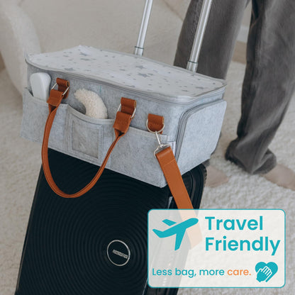 Baby Diaper Caddy With Lid, Diaper Caddy Organizer for New Mom Gifts, Newborn Essentials Must Haves, Registry for Baby, Baby Registry Search, Baby Gift Basket Baby Must Haves Travel Bag