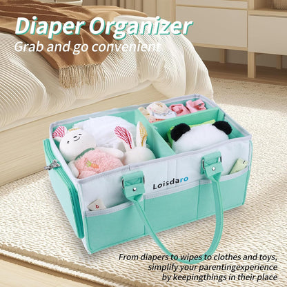 Baby Diaper Caddy Organizer for Changing Table, Baby Storage Basket for Diapers and Baby Wipes,Car Caddy Organizer,Nursery Diaper Organizer, Portable Diaper Storage