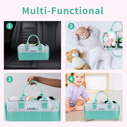 Baby Diaper Caddy Organizer for Changing Table, Baby Storage Basket for Diapers and Baby Wipes,Car Caddy Organizer,Nursery Diaper Organizer, Portable Diaper Storage