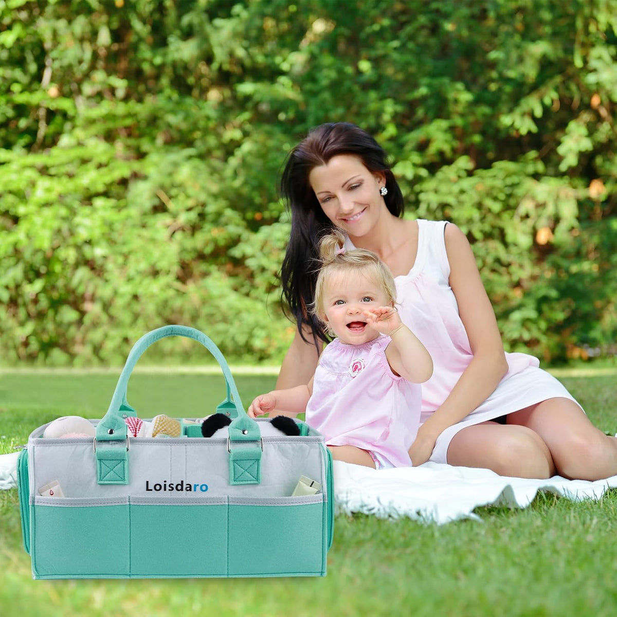 Baby Diaper Caddy Organizer for Changing Table, Baby Storage Basket for Diapers and Baby Wipes,Car Caddy Organizer,Nursery Diaper Organizer, Portable Diaper Storage
