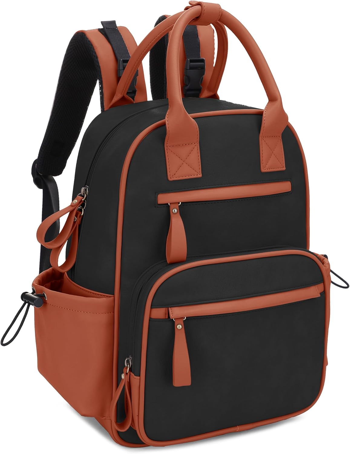 Saturday EDC Diaper Bag Backpack Multi Function Diaper Bag with Changing Pad & Stroller Straps_Brown