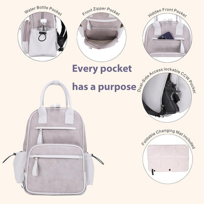 Saturday EDC Diaper Bag Backpack Multi Function Diaper Bag with Changing Pad & Stroller Straps_Brown