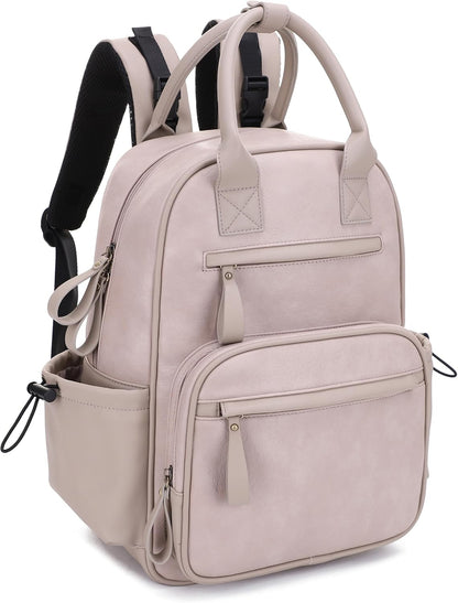 Saturday EDC Diaper Bag Backpack Multi Function Diaper Bag with Changing Pad & Stroller Straps_Brown