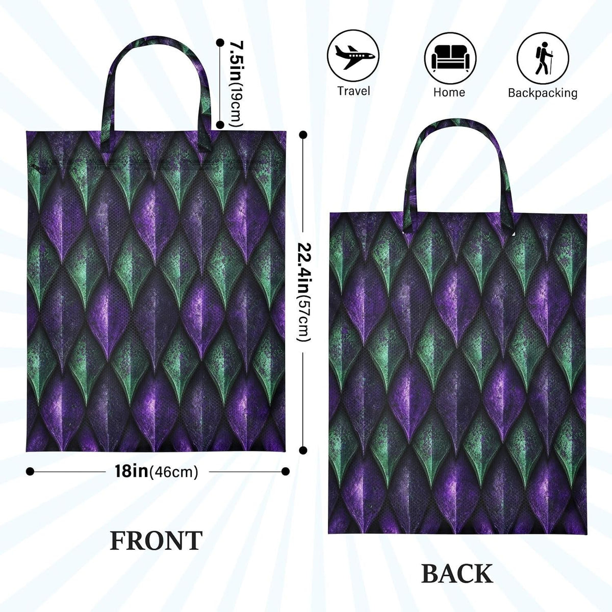 Dragon Scales Waterproof Travel Laundry Bag Easy Care Pack of 2
