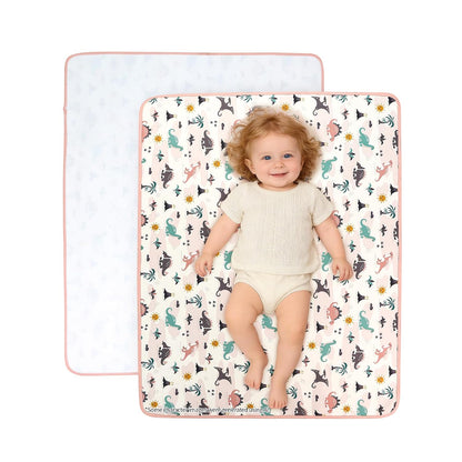 2 Pack Pastel Dino 31"x39" Waterproof Baby Changing Pad Mat