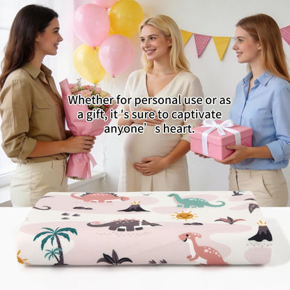 2 Pack Pastel Dino 31"x39" Waterproof Baby Changing Pad Mat