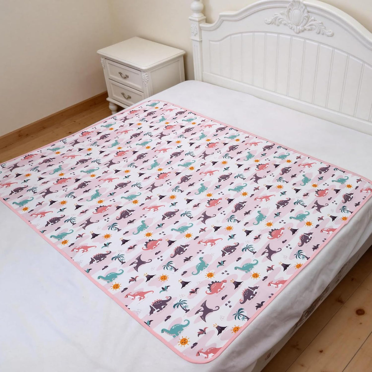 2 Pack Pastel Dino 31"x39" Waterproof Baby Changing Pad Mat