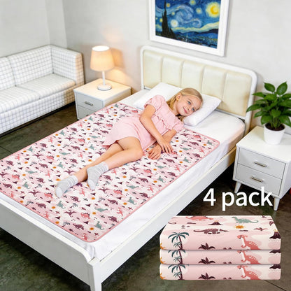 2 Pack Pastel Dino 31"x39" Waterproof Baby Changing Pad Mat