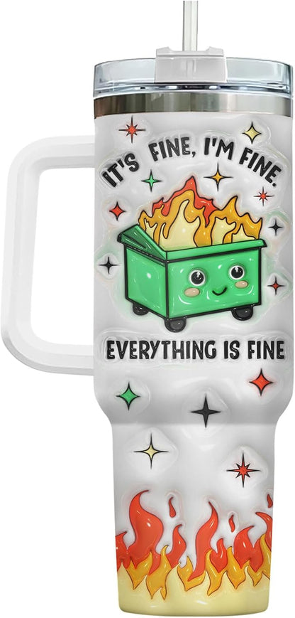 Dumpster Fire This Little 40 oz Tumbler with Handle, Unique Gift | Gifts for Him Her, Friends & Coworkers