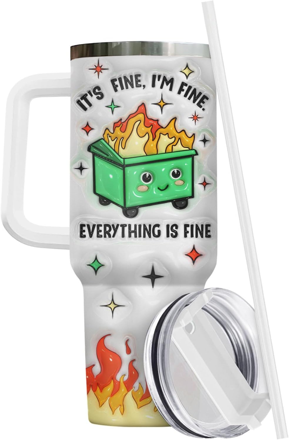 Dumpster Fire This Little 40 oz Tumbler with Handle, Unique Gift | Gifts for Him Her, Friends & Coworkers