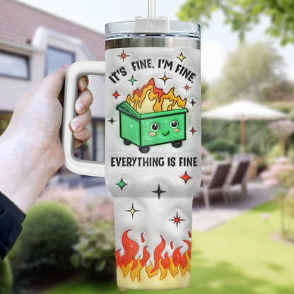 Dumpster Fire This Little 40 oz Tumbler with Handle, Unique Gift | Gifts for Him Her, Friends & Coworkers