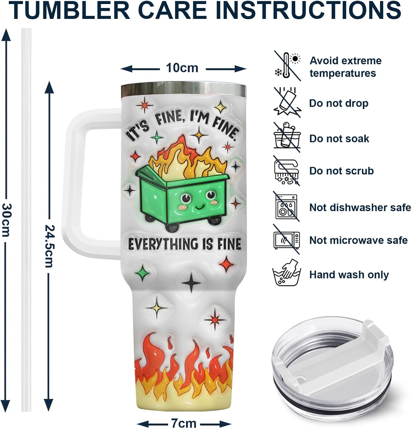 Dumpster Fire This Little 40 oz Tumbler with Handle, Unique Gift | Gifts for Him Her, Friends & Coworkers