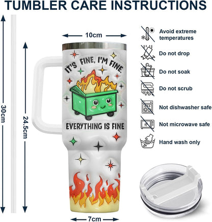 Dumpster Fire This Little 40 oz Tumbler with Handle, Unique Gift | Gifts for Him Her, Friends & Coworkers