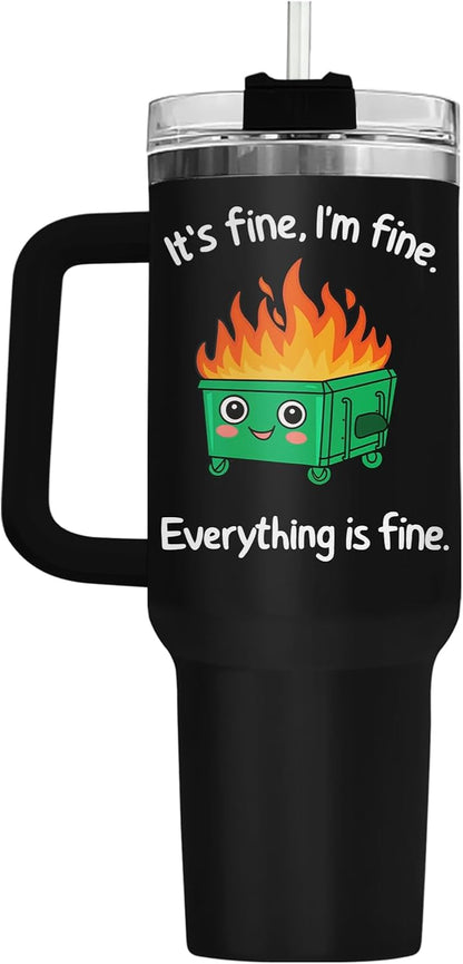 Dumpster Fire This Little 40 oz Tumbler with Handle, Unique Gift | Gifts for Him Her, Friends & Coworkers