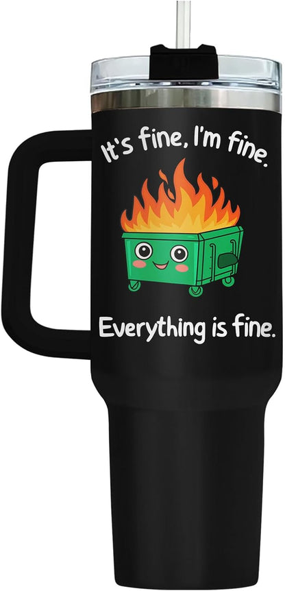 Dumpster Fire This Little 40 oz Tumbler with Handle, Unique Gift | Gifts for Him Her, Friends & Coworkers