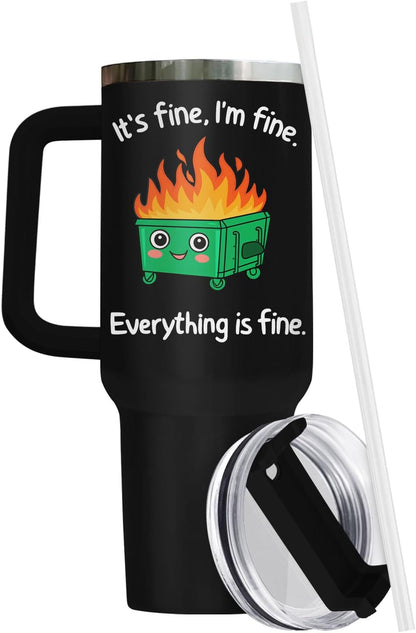 Dumpster Fire This Little 40 oz Tumbler with Handle, Unique Gift | Gifts for Him Her, Friends & Coworkers